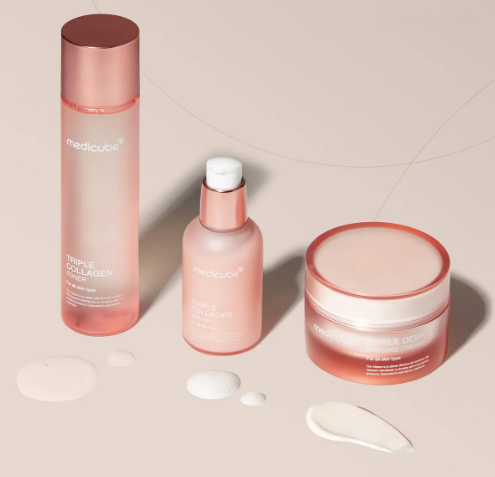 [Medicube] Triple Collagen Elasticity 4-Step Set - PDRN & Triple Collagen for Glass Skin Glow & Firmness (Cleanser + Toner + Serum + Cream)