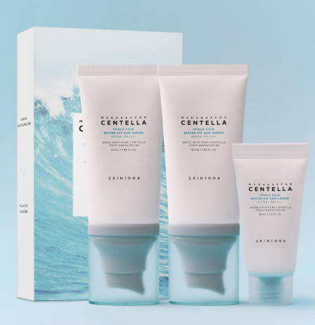 [SKIN1004] Madagascar Centella Hyalu-Cica Water-Fit Sun Serum [Twin Pack] - SPF 50+ PA++++ Hyaluronic Acid & Centella for Hydrating & Soothing Sun Protection (50ml x 2 + 15ml Bonus)