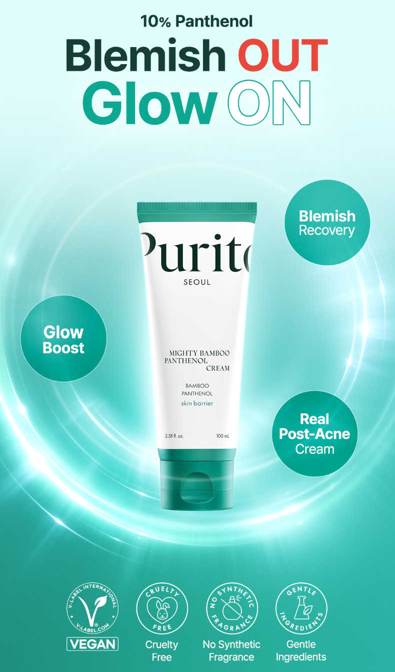 [PURITO SEOUL] Mighty Bamboo Panthenol Cream - Bamboo Extract & Panthenol for Barrier Repair & Intense Hydration (100ml / 3.38 fl. oz.)