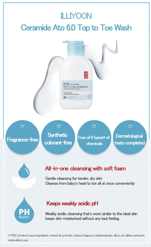 [ILLIYOON] Ceramide Ato 6.0 Top to Toe Wash - Ceramide Skin Complex™ & pH Balanced Gentle All-in-one Cleanser (500ml)